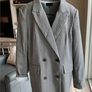 1.State (Nordstrom) Double-Breasted Boyfriend Houndstooth Blazer, Size 12